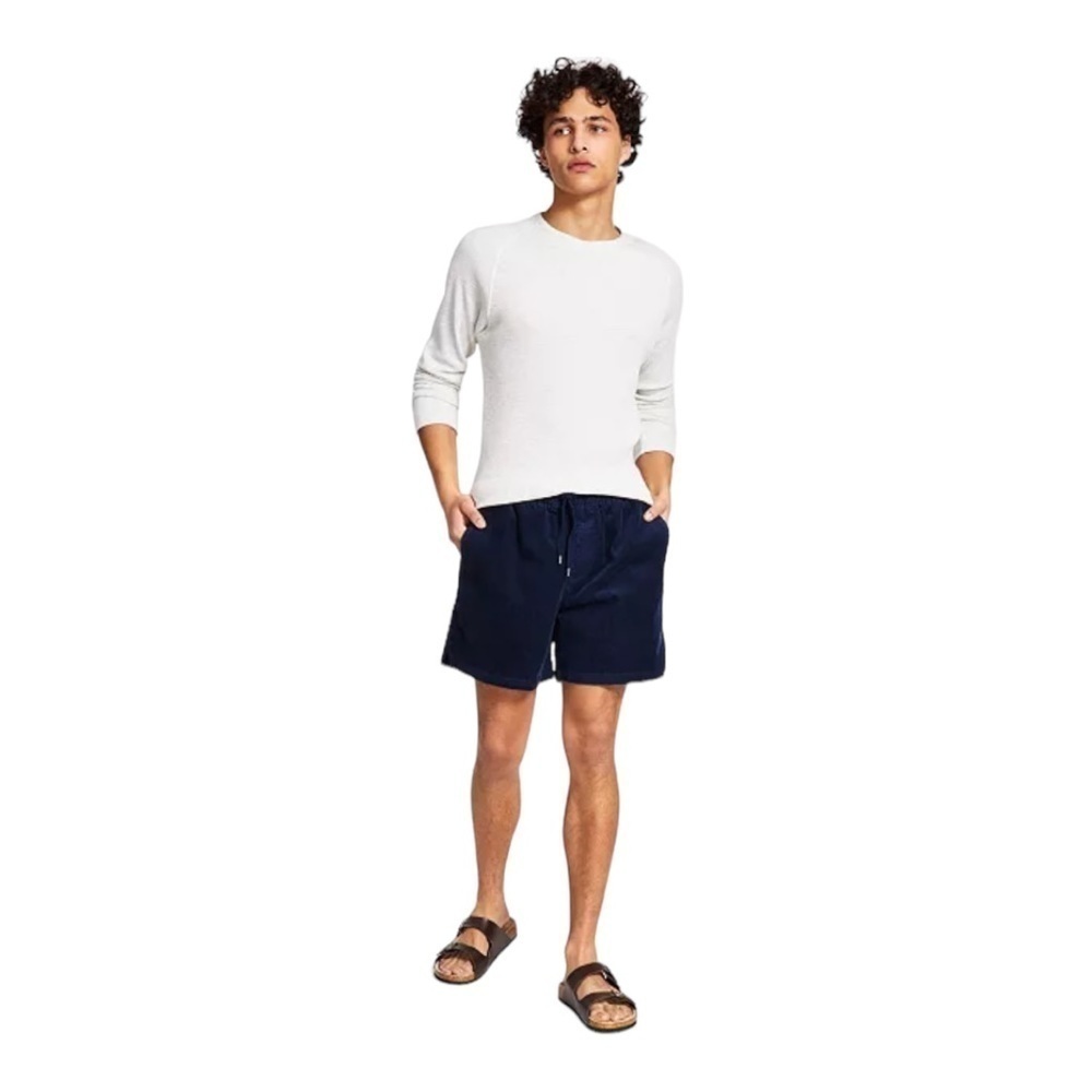 SUN + STONE Max Solid Corduroy Polo Shorts NWT
